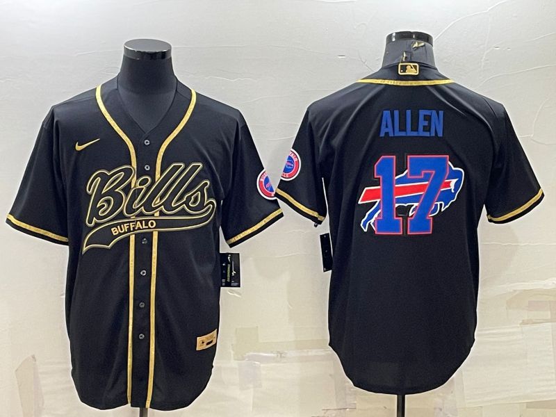 Men Buffalo Bills #17 Allen Black Gold 2022 Nike Co branded NFL Jersey